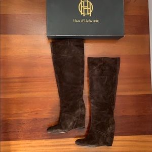 Brown Suede Wedge Boots